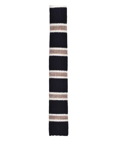 Brunello Cucinelli Striped Wool Tie In Black