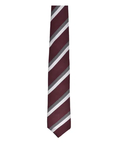 Brunello Cucinelli Striped Wool Tie In Red