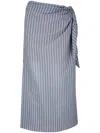Brunello Cucinelli Striped Wrap Midi Skirt In Blue