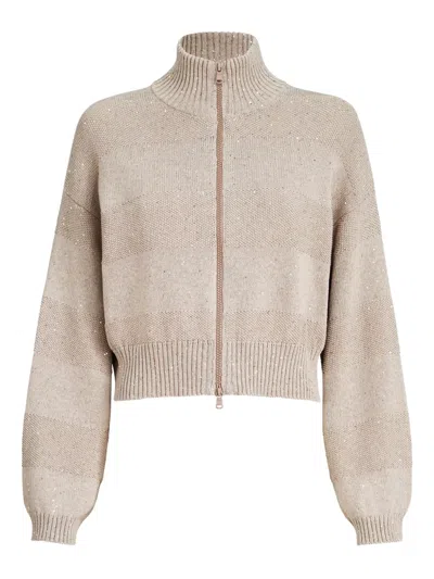 Brunello Cucinelli Cardigan With Dazzling Stripes In Multi