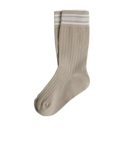 Brunello Cucinelli Kids' Stripe-detail Cotton Socks In Neutral