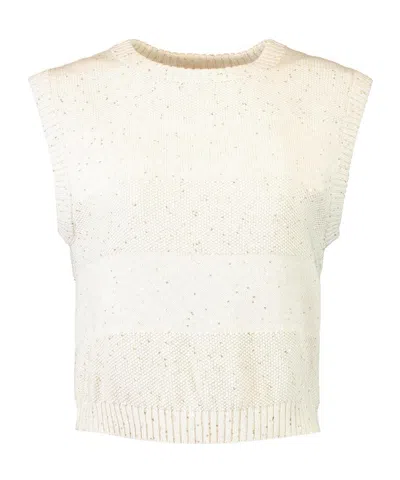 Brunello Cucinelli Striped-pattern Tank Top In Gray