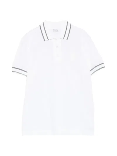 Brunello Cucinelli Striped-trim Polo Shirt In 화이트