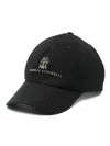 Brunello Cucinelli Logo Suede Baseball Cap In Black
