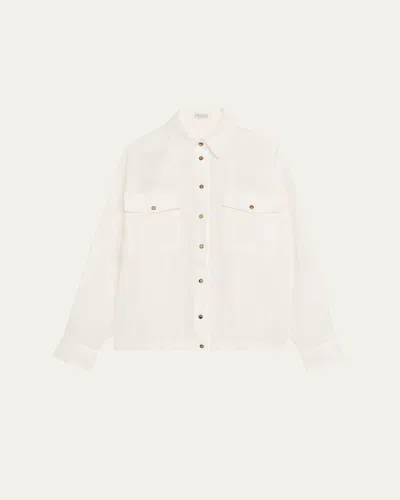 Brunello Cucinelli Structured Cotton Utility Shirt In White