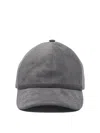 Brunello Cucinelli Structured Suede Hat With Decorative Band In Gray