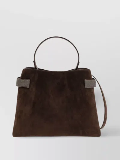 Brunello Cucinelli Structured Suede Tote Bag With Top Handle