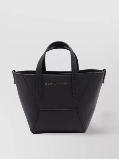Brunello Cucinelli Structured Top Handles Detachable Strap Shoulder Bag