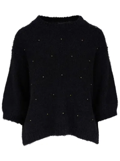 Brunello Cucinelli Stud-embroidered Jumper In Black