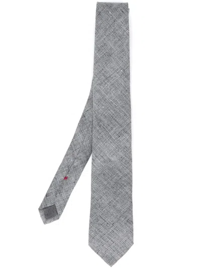 Brunello Cucinelli Stylised Check Tie In Gray