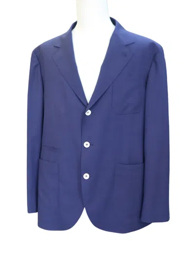 Brunello Cucinelli Subtle Plaid Navy Blazer Jacket In Blue
