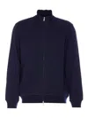 Brunello Cucinelli Zip-up Blue Sweatshirt With High Collar And Relaxed Fit In Blue