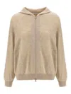 Brunello Cucinelli Relaxed-fit Cashmere Hoodie With Front Zip Closure In Neutral