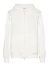 Brunello Cucinelli Sweatshirt With Jewelry Decoration And Hood In White