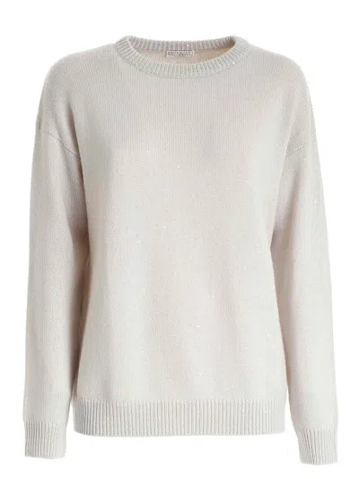 Brunello Cucinelli Cashmere Blend Jumper In Beige