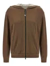 Brunello Cucinelli Cotton And Silk Zip-up Hoodie In Brown