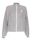 Brunello Cucinelli Logo Zipped Sweatshirt In Silver