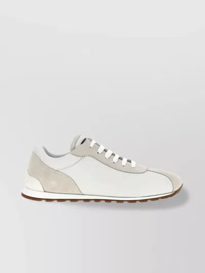 Brunello Cucinelli 'suede Accents' Rubber Sole Sneakers In White