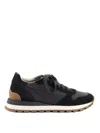 Brunello Cucinelli Suede And Fabric Sneakers In Negro