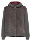 Brunello Cucinelli Grey Suede And Knit Hooded Jacket In Gray
