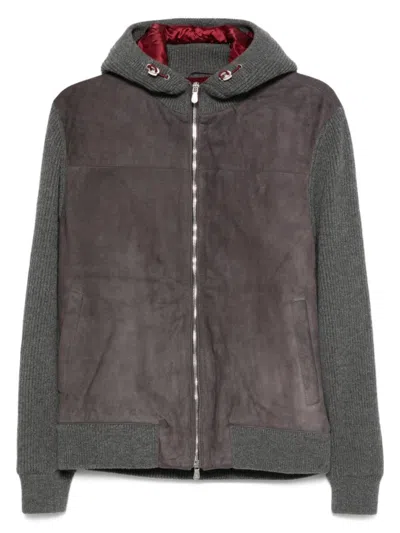 BRUNELLO CUCINELLI BRUNELLO CUCINELLI SUEDE AND KNIT COAT