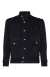 Brunello Cucinelli Wool Bomber Jacket In Navy Blue