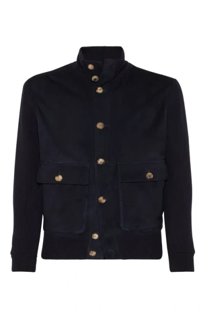 BRUNELLO CUCINELLI BRUNELLO CUCINELLI SUEDE AND KNIT OUTERWEAR JACKET