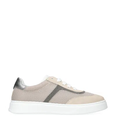 BRUNELLO CUCINELLI SUEDE AND KNITTED SNEAKERS