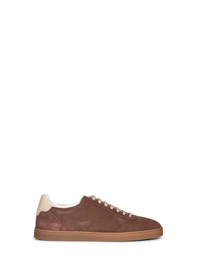 Brunello Cucinelli Suede And Leather Low-top Sneaker In Brown