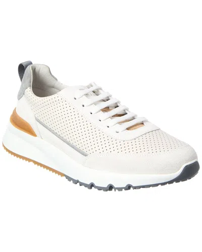 Brunello Cucinelli Suede Sneaker In White