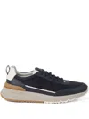 Brunello Cucinelli Suede And Smooth Material Flat Shoes With Contrasting Sole In Black