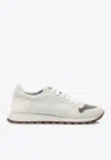 Brunello Cucinelli Bead-embellished Nylon And Suede Sneakers In White