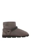 BRUNELLO CUCINELLI SUEDE ANKLE BOOT WITH SHINY STRAP