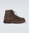 Brunello Cucinelli Brown Suede Boots With Lace-up Fastening
