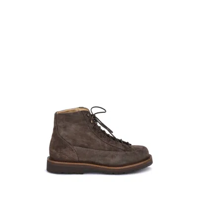 Brunello Cucinelli Suede Ankle Boots In Black