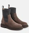 Brunello Cucinelli Suede Ankle Boots In Brown