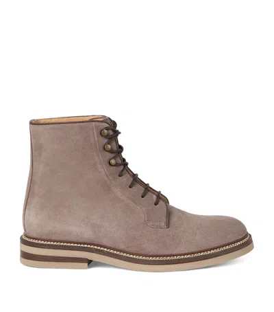 Brunello Cucinelli Suede Ankle Boots In Brown