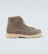 Brunello Cucinelli Suede Ankle Boots In Brown