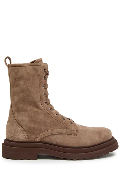 Brunello Cucinelli Suede Lace-up Boots In Brown