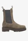 Brunello Cucinelli Suede Pull-on Ankle Boots In Brown