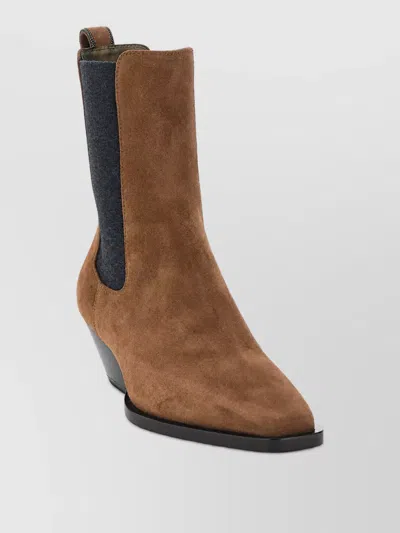 Brunello Cucinelli Suede Ankle Boots In Brown