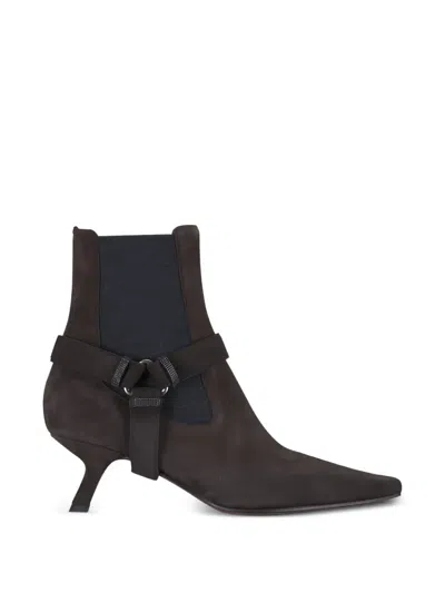 Brunello Cucinelli Suede Ankle Boots In Brown