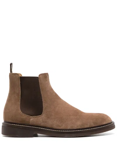 Brunello Cucinelli Men's Suede Leather Chelsea Boots In Brown