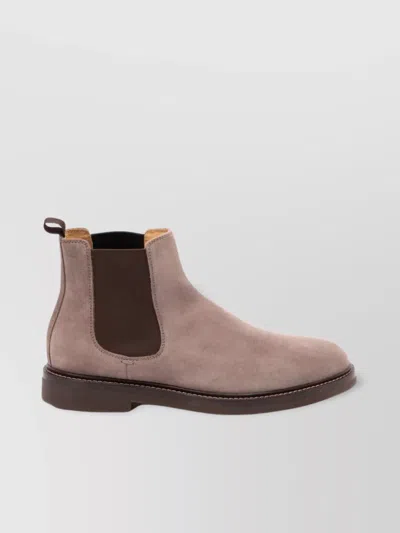 BRUNELLO CUCINELLI SUEDE ANKLE BOOTS ELASTIC PANELS
