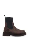 Brunello Cucinelli Chunky Sole Suede Ankle Boots With Monili Detail In Brown