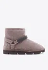 Brunello Cucinelli Women Suede Ankle Boots With Shearling Lining In Gray