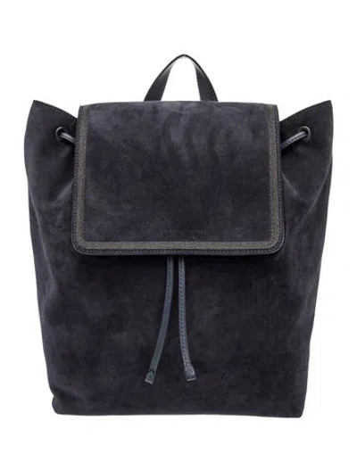 Pre-owned Brunello Cucinelli Suede Backpack In Black