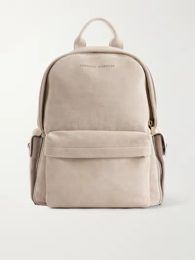 Brunello Cucinelli Suede Backpack In Brown