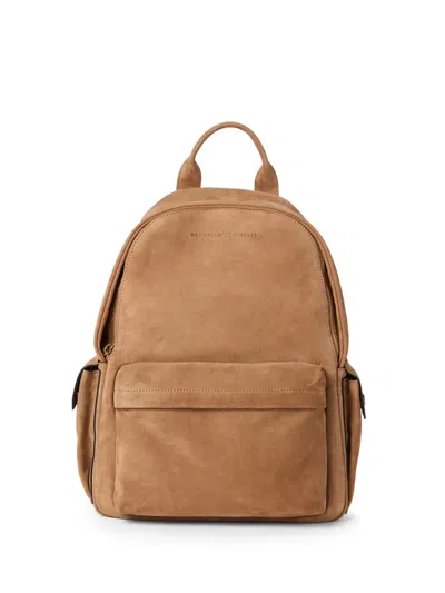 Brunello Cucinelli Suede Backpack In Brown
