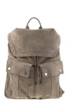 Brunello Cucinelli Suede Backpack In Grey